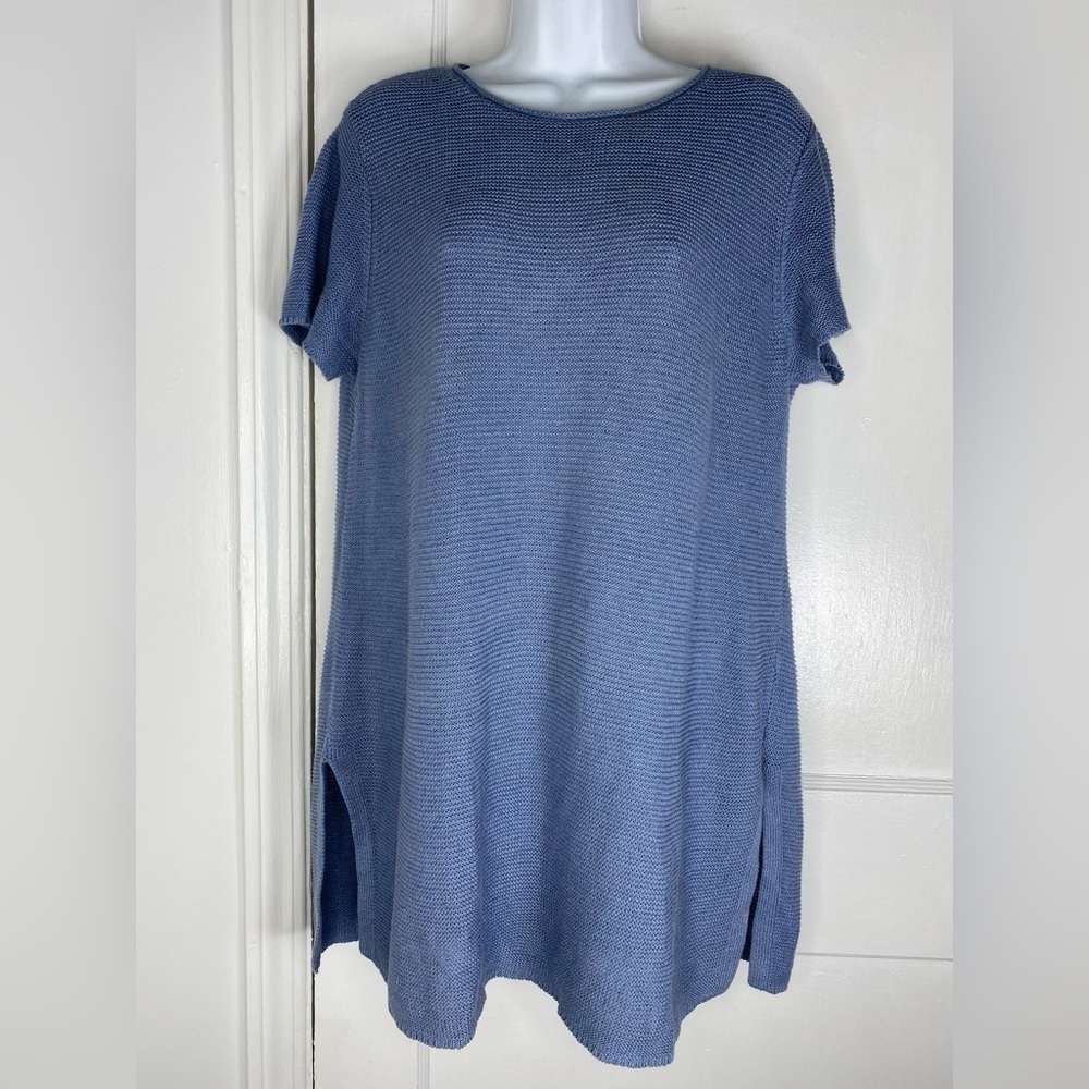 EILEEN FISHER Organic Linen & Cotton Blue Women's Tunic Top